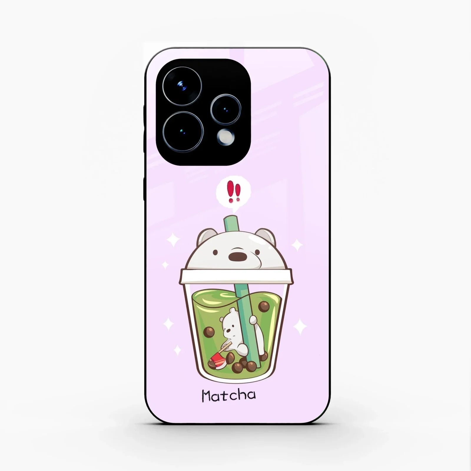 Cartoon Matcha Tea We Bare Bears Glossy Metal Case Cover For Oppo Reno 15 5G