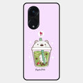 Cartoon Matcha Tea We Bare Bears Glossy Metal Case Cover For Oppo Reno 8T 5G