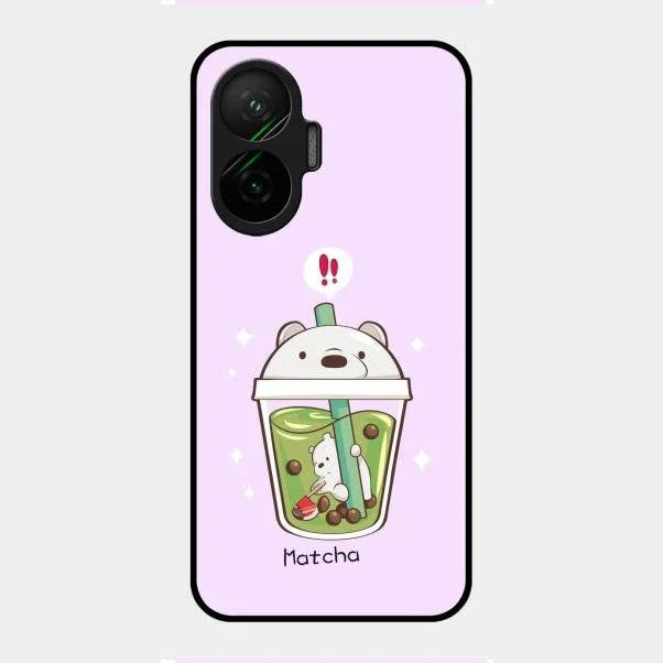 Cartoon Matcha Tea We Bare Bears Glossy Metal Case Cover For Poco F7 5G