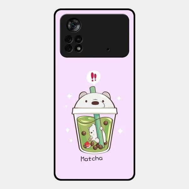 Cartoon Matcha Tea We Bare Bears Glossy Metal Case Cover For Poco X4 Pro 5G