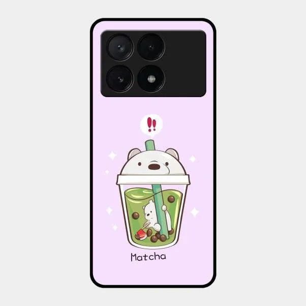 Cartoon Matcha Tea We Bare Bears Glossy Metal Case Cover For Poco X6 Pro 5G