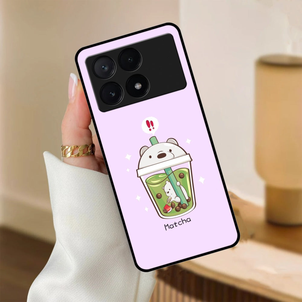 Cartoon Matcha Tea We Bare Bears Glossy Metal Case Cover For Poco