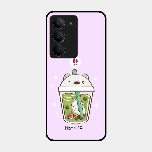 Cartoon Matcha Tea We Bare Bears Glossy Metal Case Cover For Realme 14X 5G
