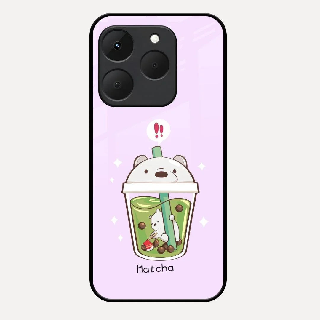 Cartoon Matcha Tea We Bare Bears Glossy Metal Case Cover For Realme 15T 5G
