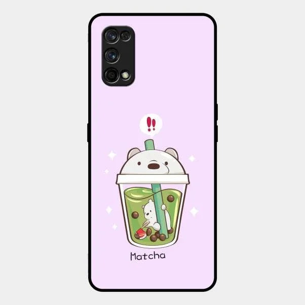 Cartoon Matcha Tea We Bare Bears Glossy Metal Case Cover For Realme 7 Pro