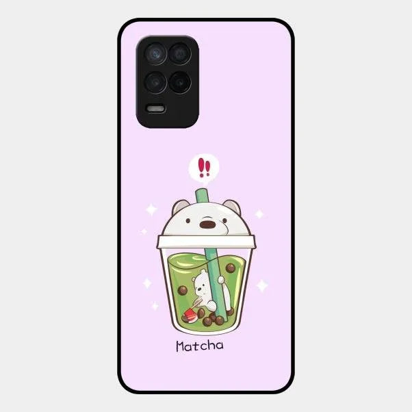 Cartoon Matcha Tea We Bare Bears Glossy Metal Case Cover For Realme 8 5G