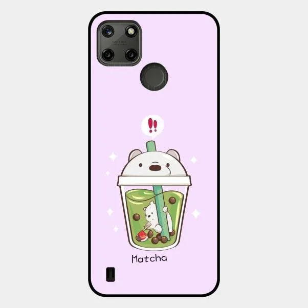 Cartoon Matcha Tea We Bare Bears Glossy Metal Case Cover For Realme C21Y