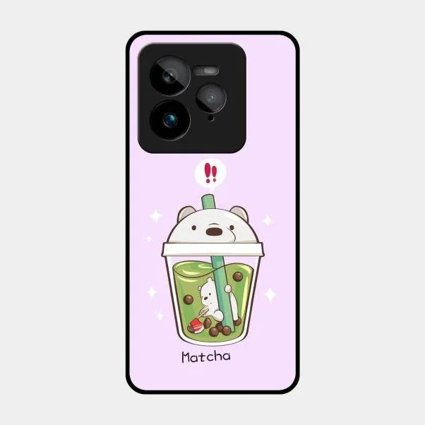 Cartoon Matcha Tea We Bare Bears Glossy Metal Case Cover For Realme Gt 7 Pro