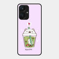 Cartoon Matcha Tea We Bare Bears Glossy Metal Case Cover For Redmi 13C 5G