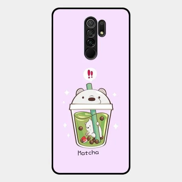 Cartoon Matcha Tea We Bare Bears Glossy Metal Case Cover For Redmi 9 Prime