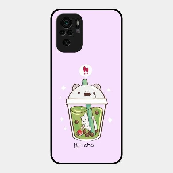 Cartoon Matcha Tea We Bare Bears Glossy Metal Case Cover For Redmi Note 10