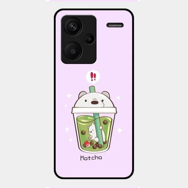 Cartoon Matcha Tea We Bare Bears Glossy Metal Case Cover For Redmi Note 13 Pro Plus 5G