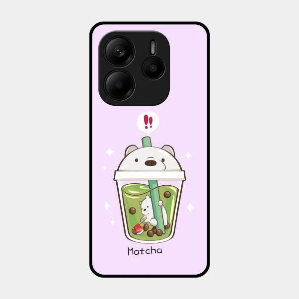 Cartoon Matcha Tea We Bare Bears Glossy Metal Case Cover For Redmi Note 14 5G
