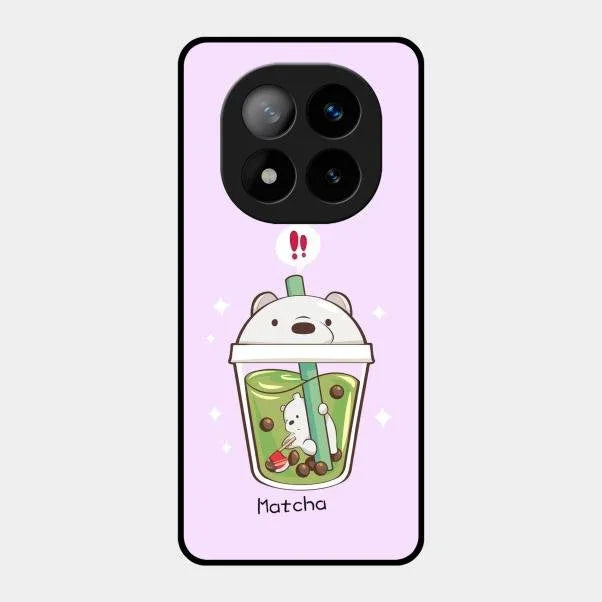 Cartoon Matcha Tea We Bare Bears Glossy Metal Case Cover For Redmi Note 14 Pro Plus 5G