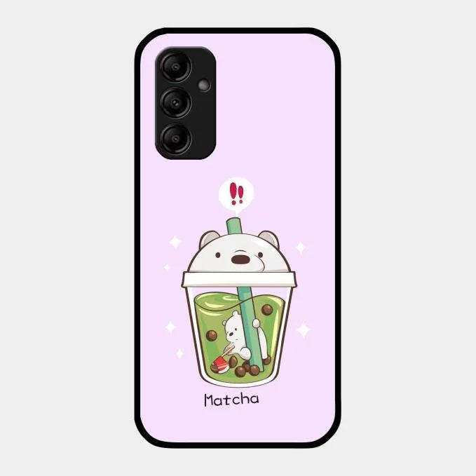 Cartoon Matcha Tea We Bare Bears Glossy Metal Case Cover For Samsung Galaxy A14 5G