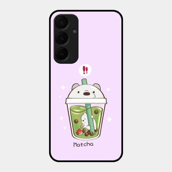 Cartoon Matcha Tea We Bare Bears Glossy Metal Case Cover For Samsung Galaxy A35 5G