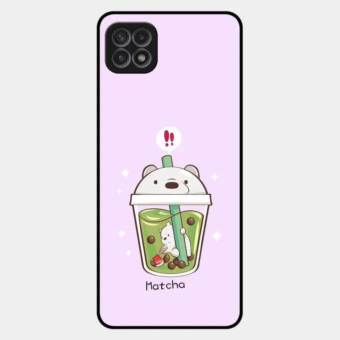 Cartoon Matcha Tea We Bare Bears Glossy Metal Case Cover For Samsung Galaxy F42 5G