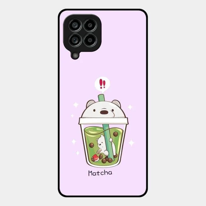 Cartoon Matcha Tea We Bare Bears Glossy Metal Case Cover For Samsung Galaxy M53 5G