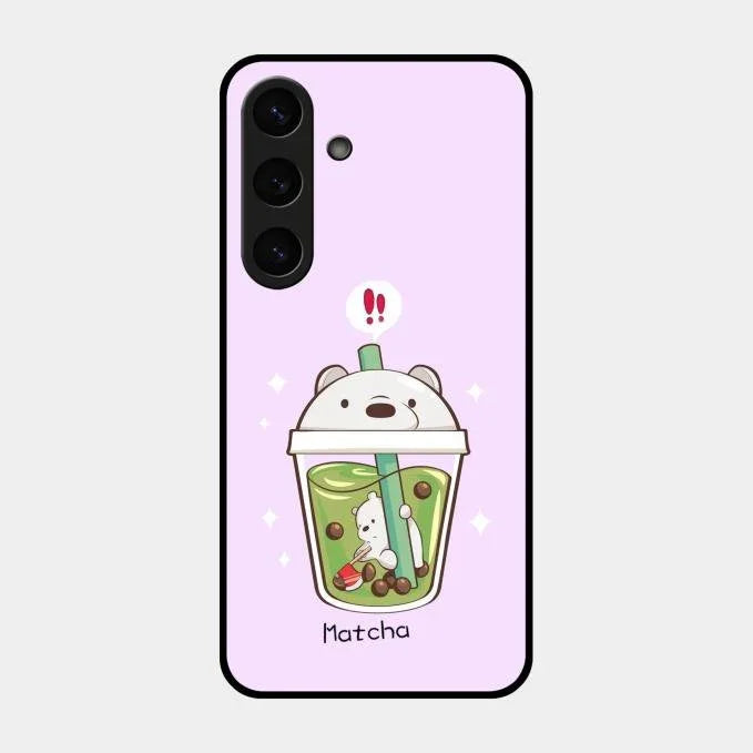 Cartoon Matcha Tea We Bare Bears Glossy Metal Case Cover For Samsung Galaxy S24 5G