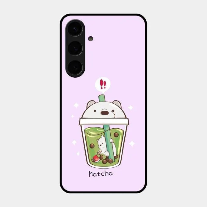 Cartoon Matcha Tea We Bare Bears Glossy Metal Case Cover For Samsung Galaxy S24 Plus 5G