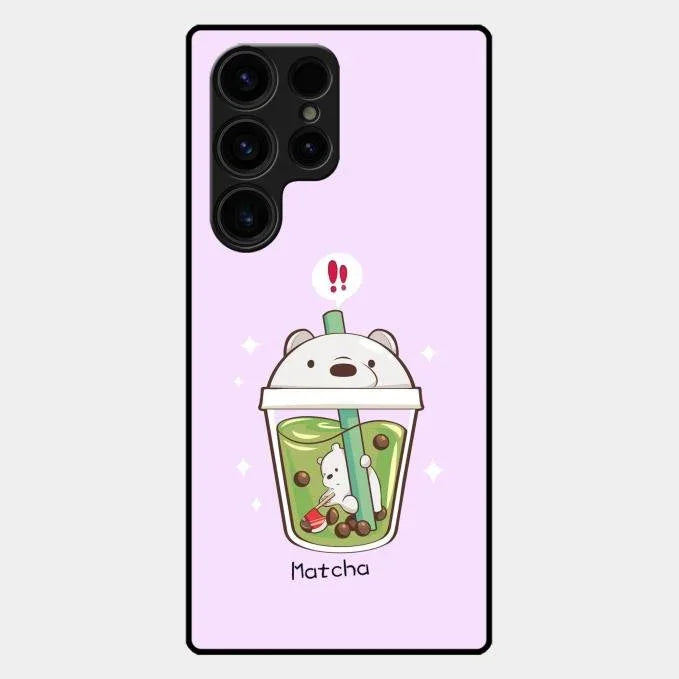 Cartoon Matcha Tea We Bare Bears Glossy Metal Case Cover For Samsung Galaxy S25 Ultra 5G