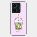 Cartoon Matcha Tea We Bare Bears Glossy Metal Case Cover For Vivo T1 Pro 5G