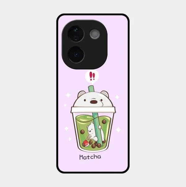 Cartoon Matcha Tea We Bare Bears Glossy Metal Case Cover For Vivo T3 Pro 5G