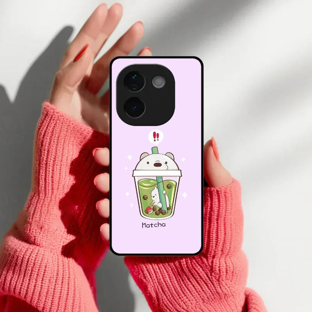 Cartoon Matcha Tea We Bare Bears Glossy Metal Case Cover For Vivo - ShopOnCliQ