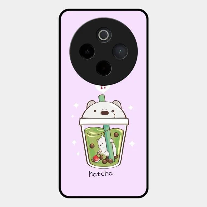 Cartoon Matcha Tea We Bare Bears Glossy Metal Case Cover For Vivo T4 5G