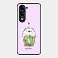 Cartoon Matcha Tea We Bare Bears Glossy Metal Case Cover For Vivo T4 Lite 5G