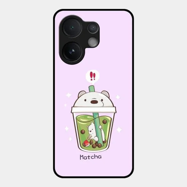 Cartoon Matcha Tea We Bare Bears Glossy Metal Case Cover For Vivo T4 Pro 5G