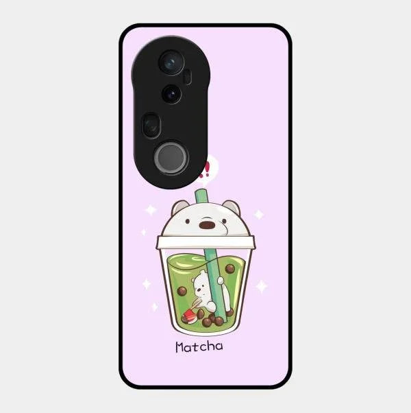 Cartoon Matcha Tea We Bare Bears Glossy Metal Case Cover For Vivo T4 Ultra 5G