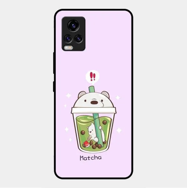 Cartoon Matcha Tea We Bare Bears Glossy Metal Case Cover For Vivo V20 2021
