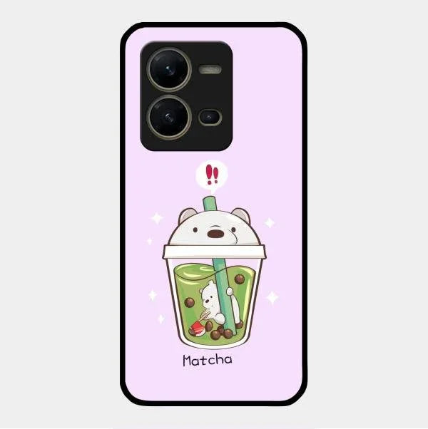 Cartoon Matcha Tea We Bare Bears Glossy Metal Case Cover For Vivo V25 5G