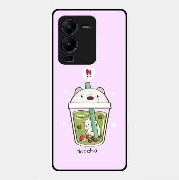 Cartoon Matcha Tea We Bare Bears Glossy Metal Case Cover For Vivo V25 Pro 5G