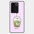 Cartoon Matcha Tea We Bare Bears Glossy Metal Case Cover For Vivo V27 Pro 5G
