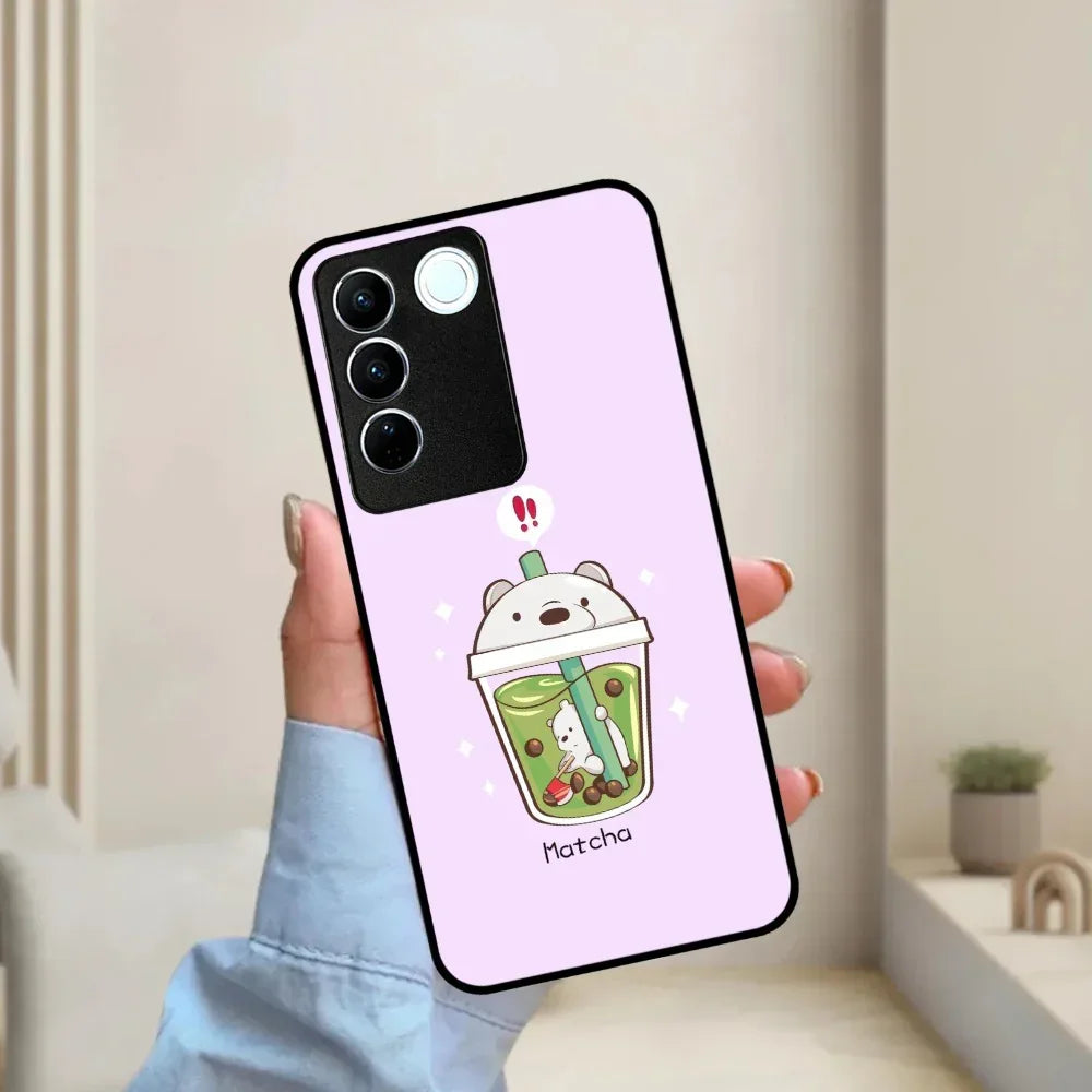 Cartoon Matcha Tea We Bare Bears Glossy Metal Case Cover For Vivo - ShopOnCliQ