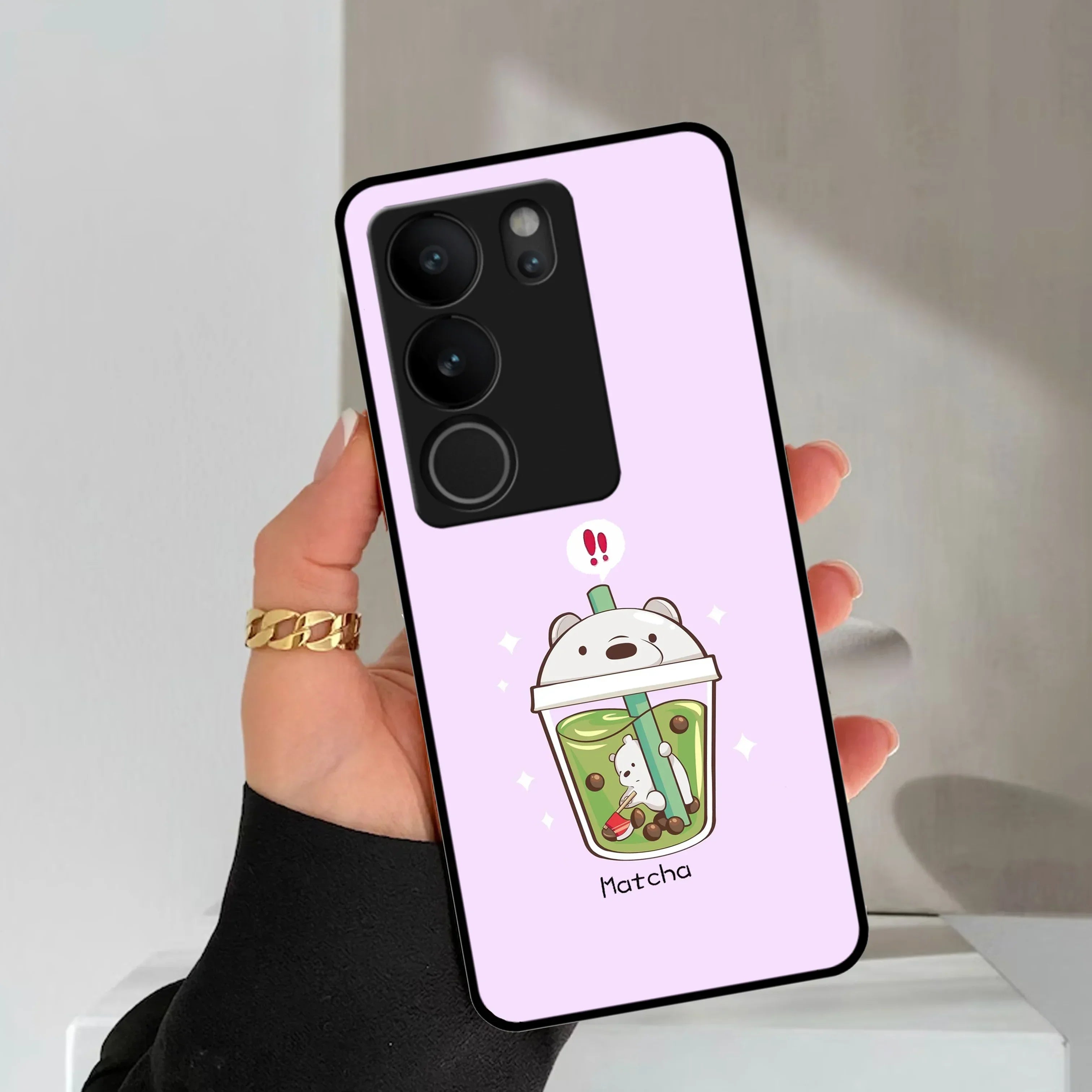 Cartoon Matcha Tea We Bare Bears Glossy Metal Case Cover For Vivo - ShopOnCliQ