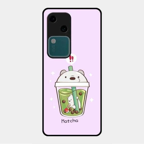 Cartoon Matcha Tea We Bare Bears Glossy Metal Case Cover For Vivo V30 5G