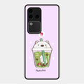 Cartoon Matcha Tea We Bare Bears Glossy Metal Case Cover For Vivo V30 Pro 5G
