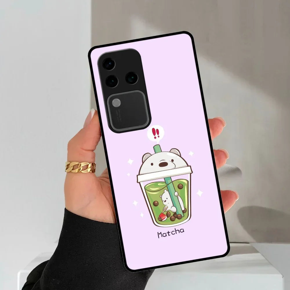 Cartoon Matcha Tea We Bare Bears Glossy Metal Case Cover For Vivo - ShopOnCliQ