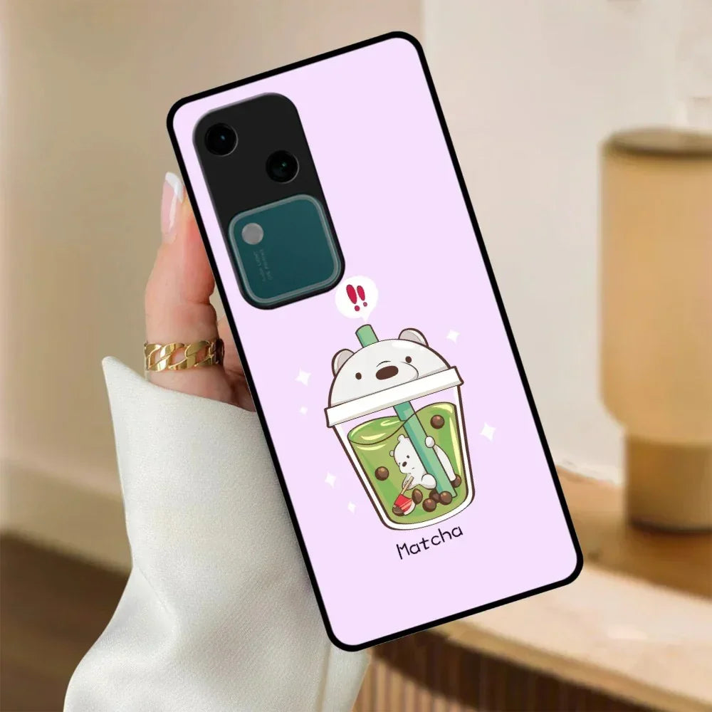 Cartoon Matcha Tea We Bare Bears Glossy Metal Case Cover For Vivo - ShopOnCliQ