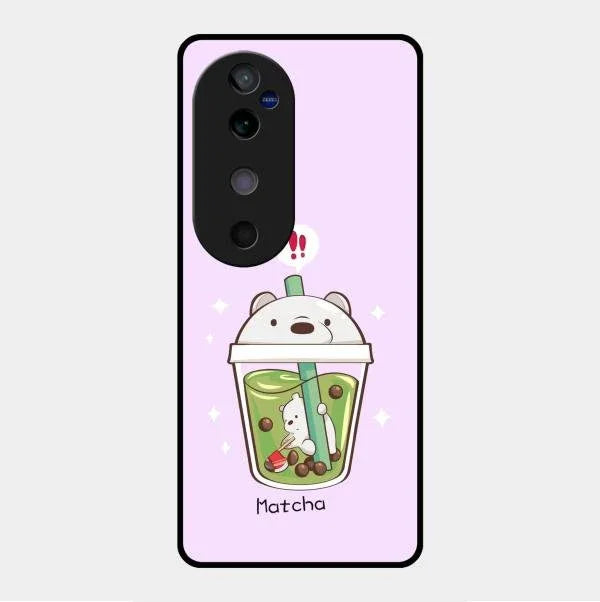 Cartoon Matcha Tea We Bare Bears Glossy Metal Case Cover For Vivo V40 5G