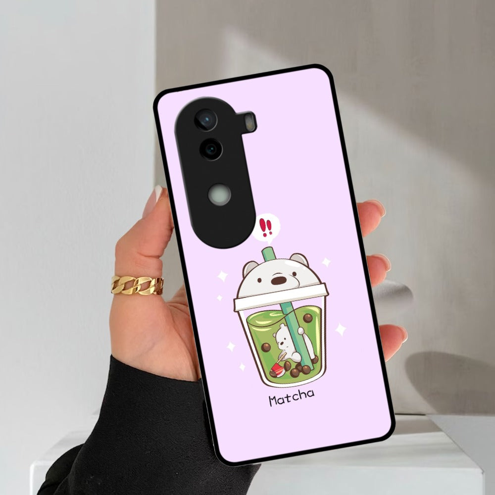 Cartoon Matcha Tea We Bare Bears Glossy Metal Case Cover For Vivo