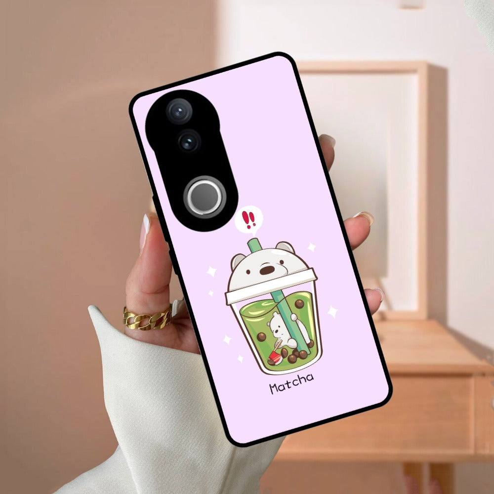 Cartoon Matcha Tea We Bare Bears Glossy Metal Case Cover For Vivo