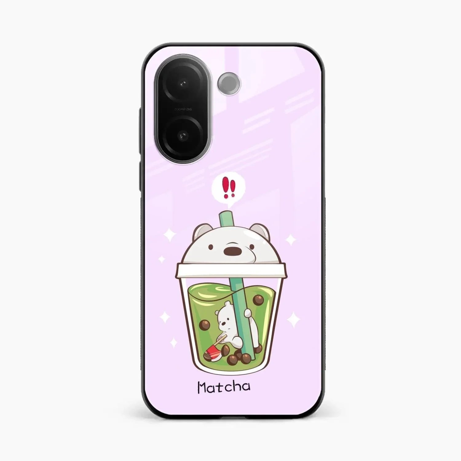 Cartoon Matcha Tea We Bare Bears Glossy Metal Case Cover For Vivo V60e 5G