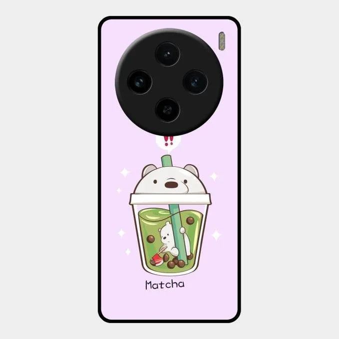 Cartoon Matcha Tea We Bare Bears Glossy Metal Case Cover For Vivo X100 5G