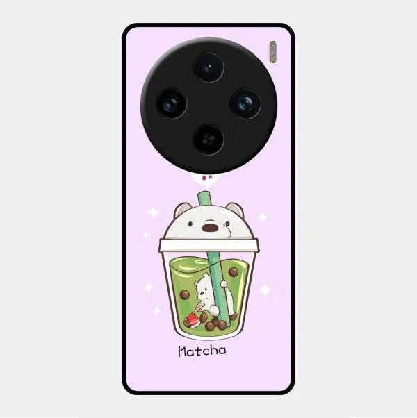 Cartoon Matcha Tea We Bare Bears Glossy Metal Case Cover For Vivo X100 Pro 5G