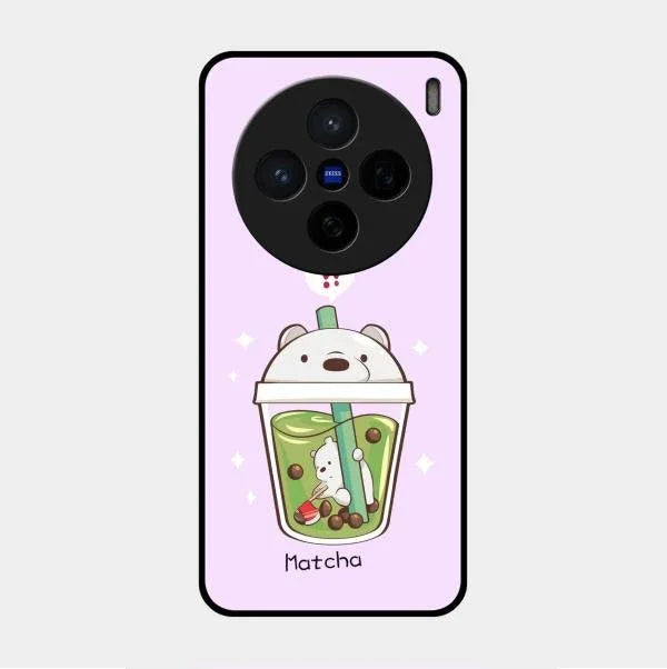 Cartoon Matcha Tea We Bare Bears Glossy Metal Case Cover For Vivo X200 5G