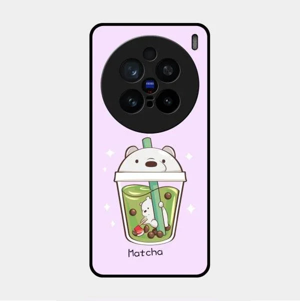 Cartoon Matcha Tea We Bare Bears Glossy Metal Case Cover For Vivo X200 Pro 5G